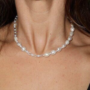 Freshwater Pearl And Crystal Necklace